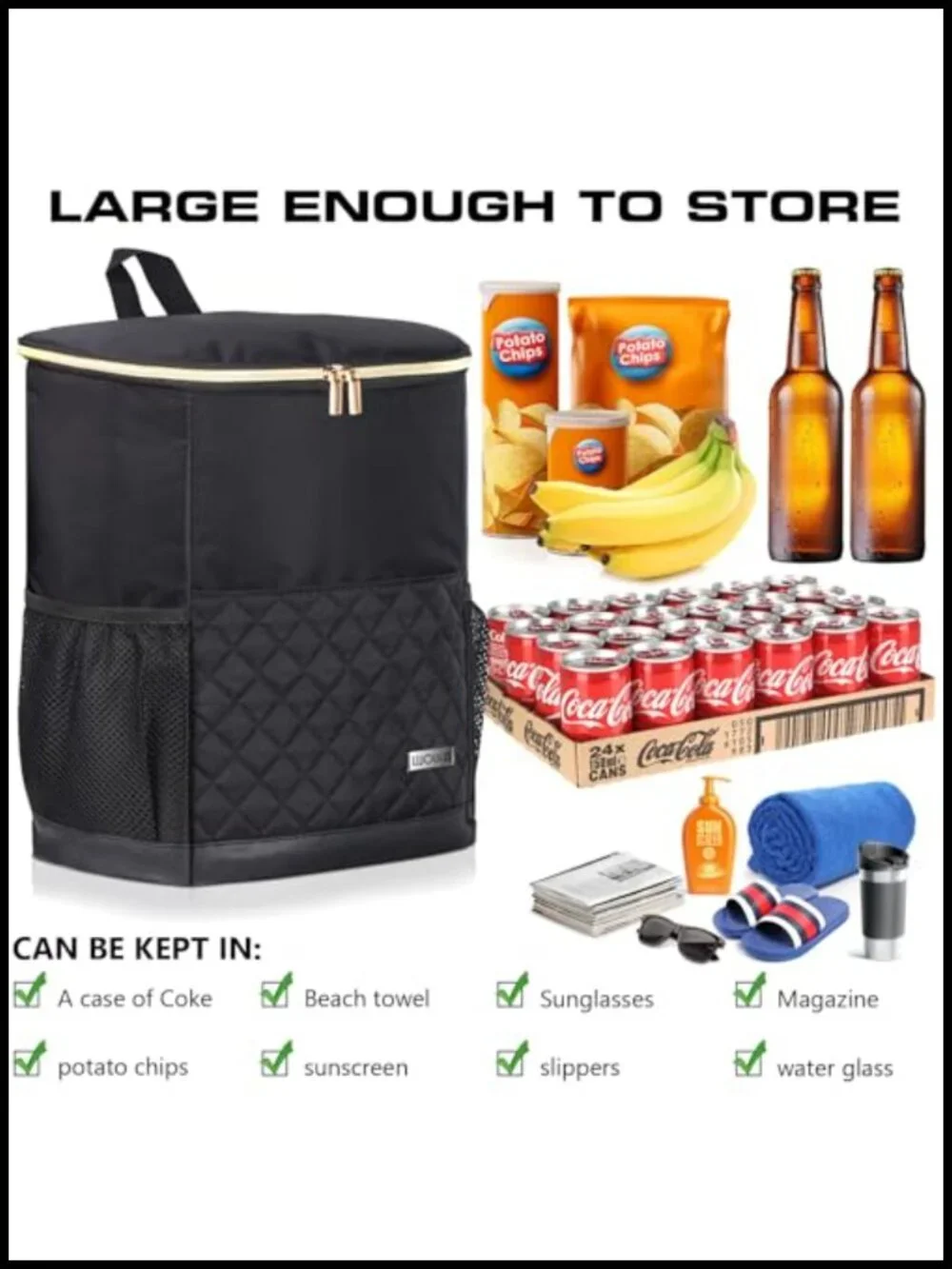 Insulated Leak Proof Cooler Backpack 30 Cans Waterproof Soft Sided Lunch Bag